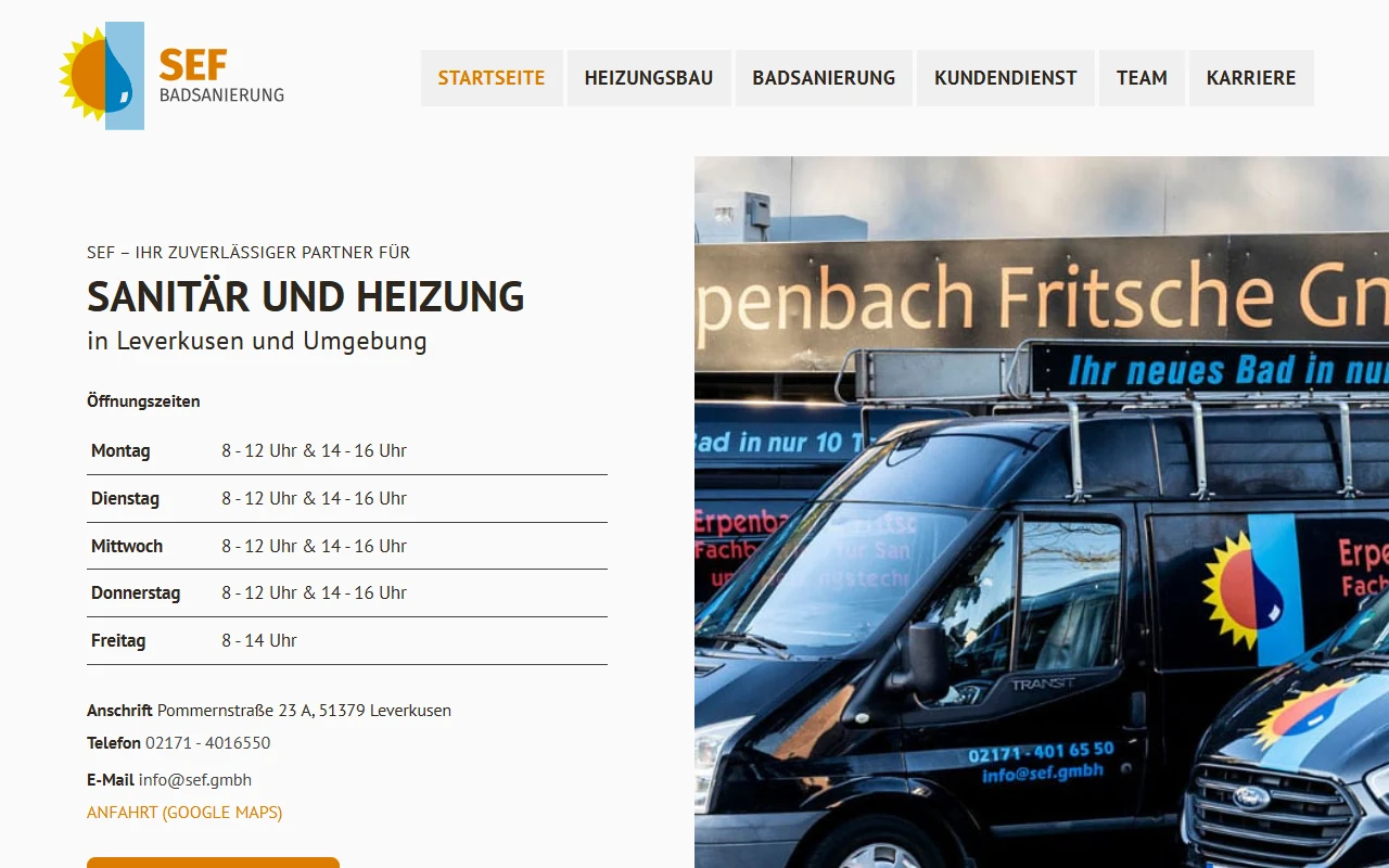 Website von SEF Badsanierung